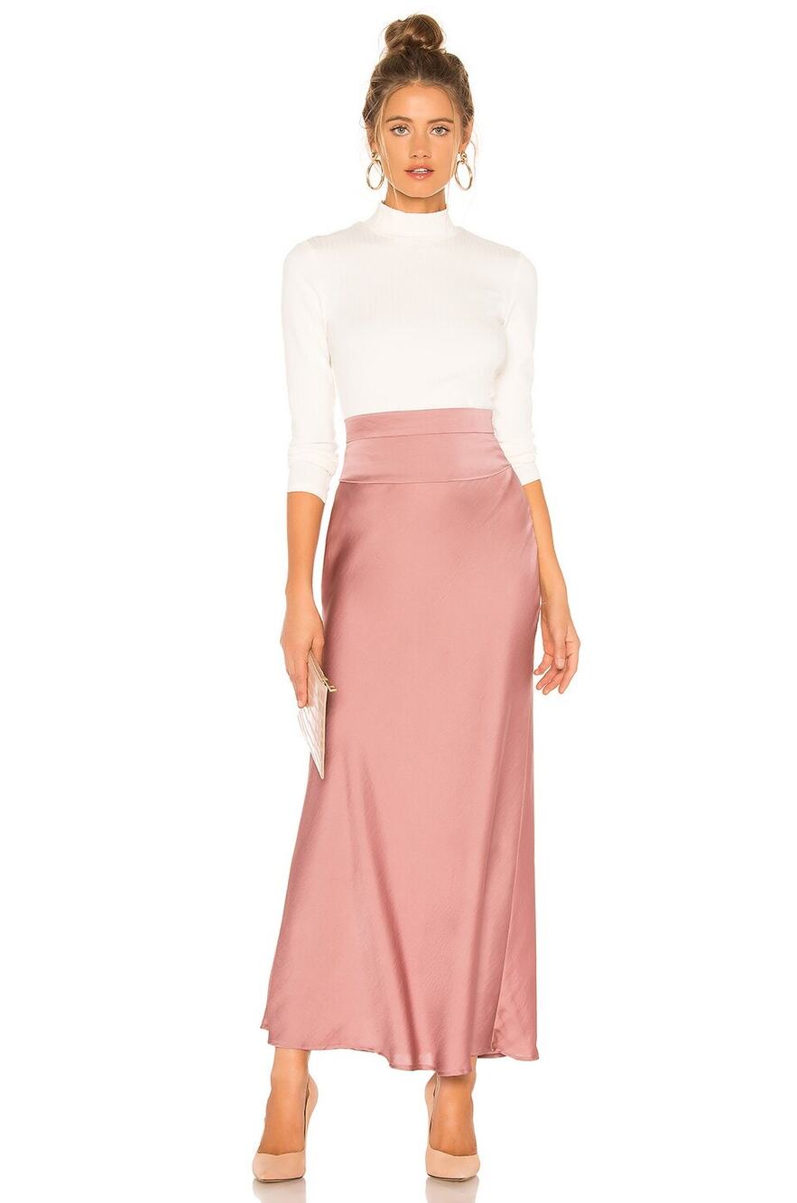Free People Normani Bias Midi Slip Skirt in Dusty Mauve Pink | Size 12
